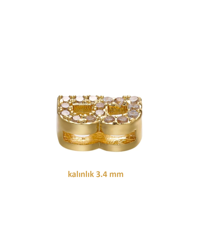 Altın Renk Taşlı Harf - G Harfi -2 Adet