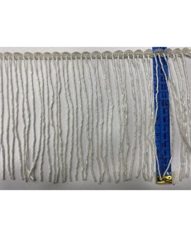 1 Metre - Boru Boncuklu 15 cm - Püskül Saçak Beyaz