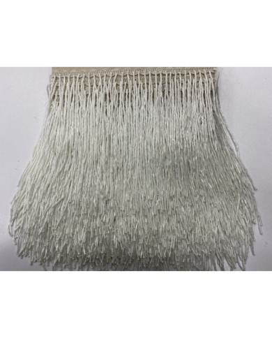 1 Metre - Boru Boncuklu 15 cm - Püskül Saçak Beyaz