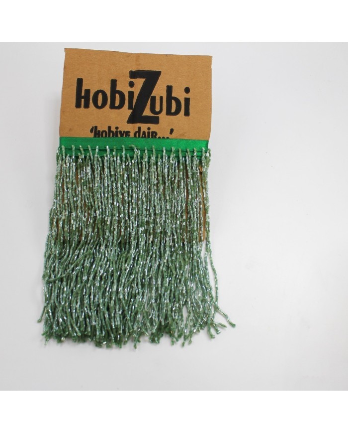 1 Metre - Boru Boncuklu 15 cm - Püskül Saçak Zümrüt Yeşil