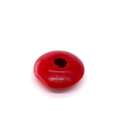 Ahşap Yassı Yuvarlak Boncuk - 1 Kilogram Kırmızı