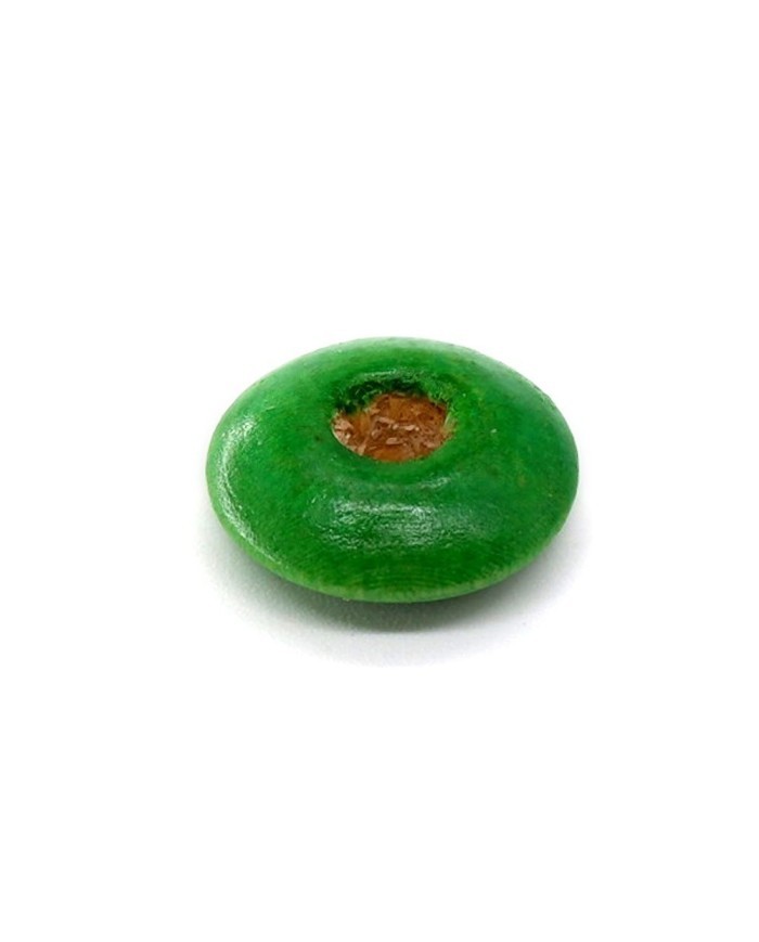 Ahşap Yassı Yuvarlak Boncuk - 1 Kilogram Yeşil