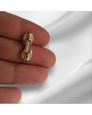 Zarif Çift Halkalı Taşlı Altın Takı Kapama - 7x18mm