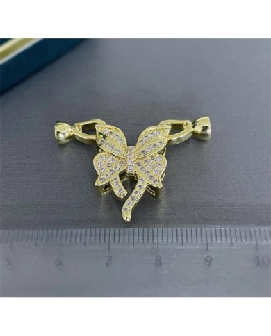Kelebek Şeklinde Zirkon Taşlı Altın Takı Kapama - 23x31mm
