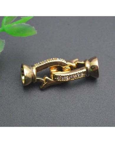 Pırlanta Taşlı Kanca Altın Renk Takı Kapama - 7x13mm