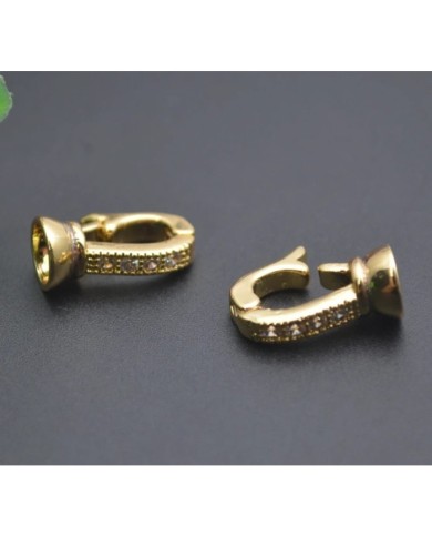 Pırlanta Taşlı Kanca Altın Renk Takı Kapama - 7x13mm