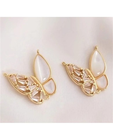 Kelebek Şekilli İnci ve Taş Detaylı Takı Kapama - 17x17mm