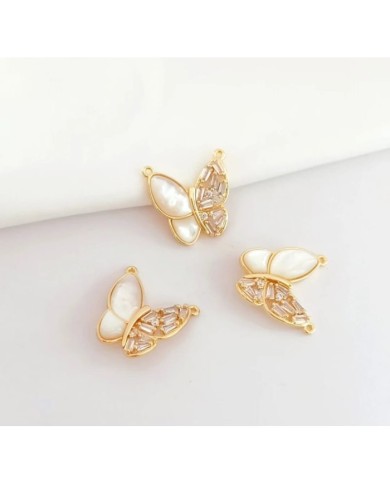 Kelebek Şekilli İnci ve Taş Detaylı Takı Kapama - 17x17mm