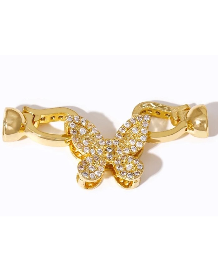Kristal Taşlı Altın Kelebek Takı Kapama - 12x36mm