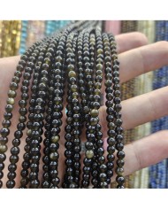İpe Dizili Doğal Taş Boncuk - Obsidyen - 4mm