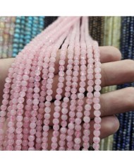 İpe Dizili Doğal Taş Boncuk - Pembe Kuvars - 4mm