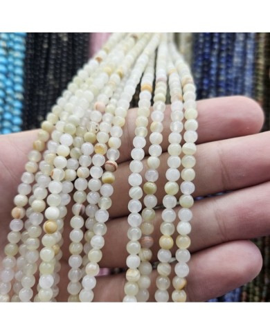 İpe Dizili Doğal Taş Boncuk - Kuvars - 4mm