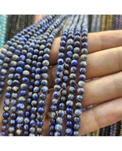 İpe Dizili Doğal Taş Boncuk - Lapis Lazuli - 4mm