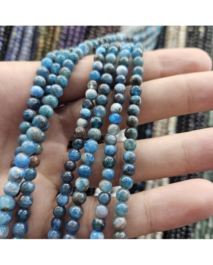 İpe Dizili Doğal Taş Boncuk - Apatit - 4mm