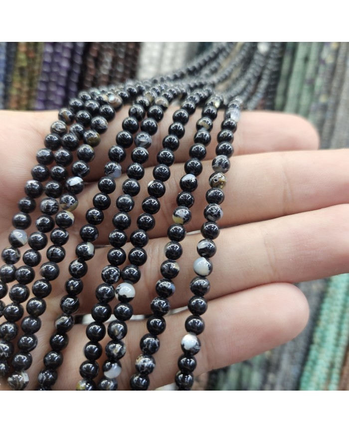 İpe Dizili Doğal Taş Boncuk - Akik - 4mm