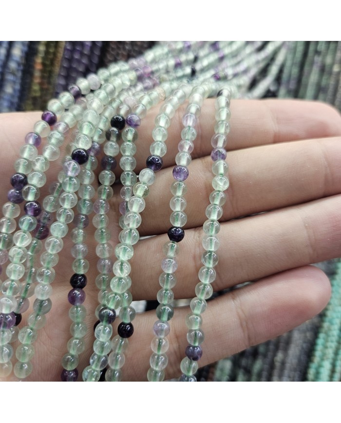 İpe Dizili Doğal Taş Boncuk - Florit - 4mm