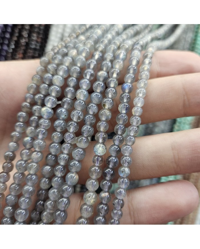 İpe Dizili Doğal Taş Boncuk - Labradorit - 4mm