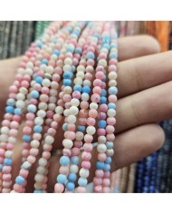 İpe Dizili Doğal Taş Boncuk - Morganit - 4mm