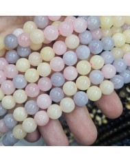 İpe Dizili Doğal Taş Boncuk - Pastel Renkli Mat Jasper - 10mm