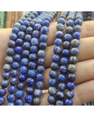 İpe Dizili Doğal Taş Boncuk - Lapis Lazuli - 8mm