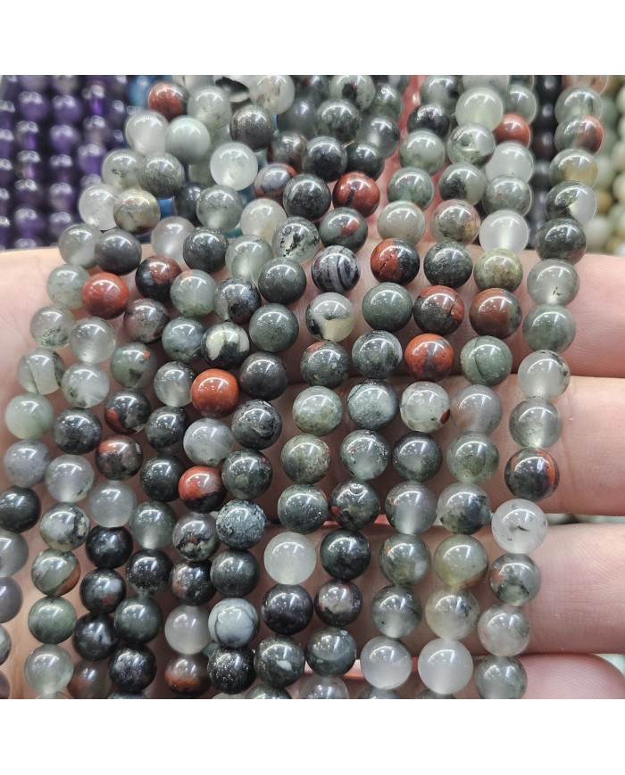 İpe Dizili Doğal Taş Boncuk - Kan Taşı - 8mm