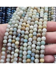 İpe Dizili Doğal Taş Boncuk - Amazonit - 8mm