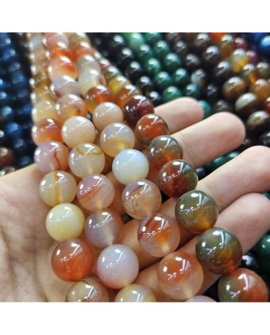 İpe Dizili Doğal Taş Boncuk - Carnelian Akik - 14mm