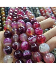 İpe Dizili Doğal Taş Boncuk - Pembe Oniks - 14mm