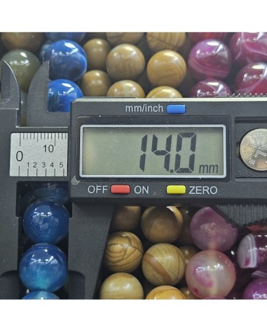 İpe Dizili Doğal Taş Boncuk - Agates - 14mm