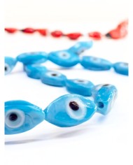 İpe Dizili Seramik Boncuk Mavi Badem Göz 14mm - 1 Dizi