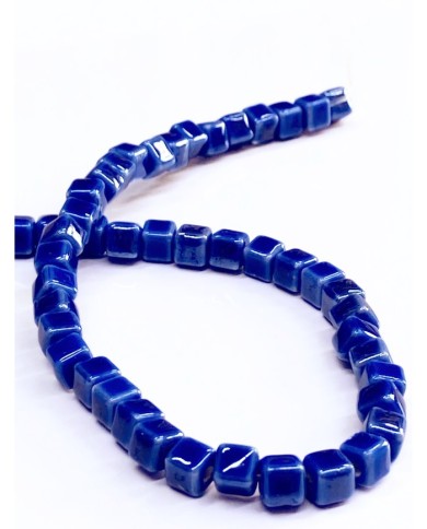 İpe Dizili Seramik Boncuk Lacivert Küp 5mm - 1 Dizi