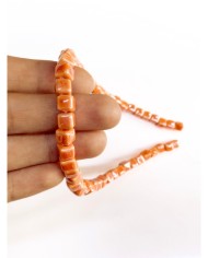 İpe Dizili Seramik Boncuk Turuncu Küp 5mm - 1 Dizi