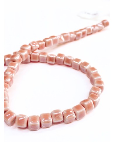 İpe Dizili Seramik Boncuk Pembe Küp 5mm - 1 Dizi