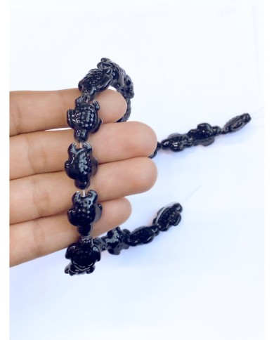 İpe Dizili Seramik Boncuk Siyah Kaplumbağa 17mm - 1 Dizi