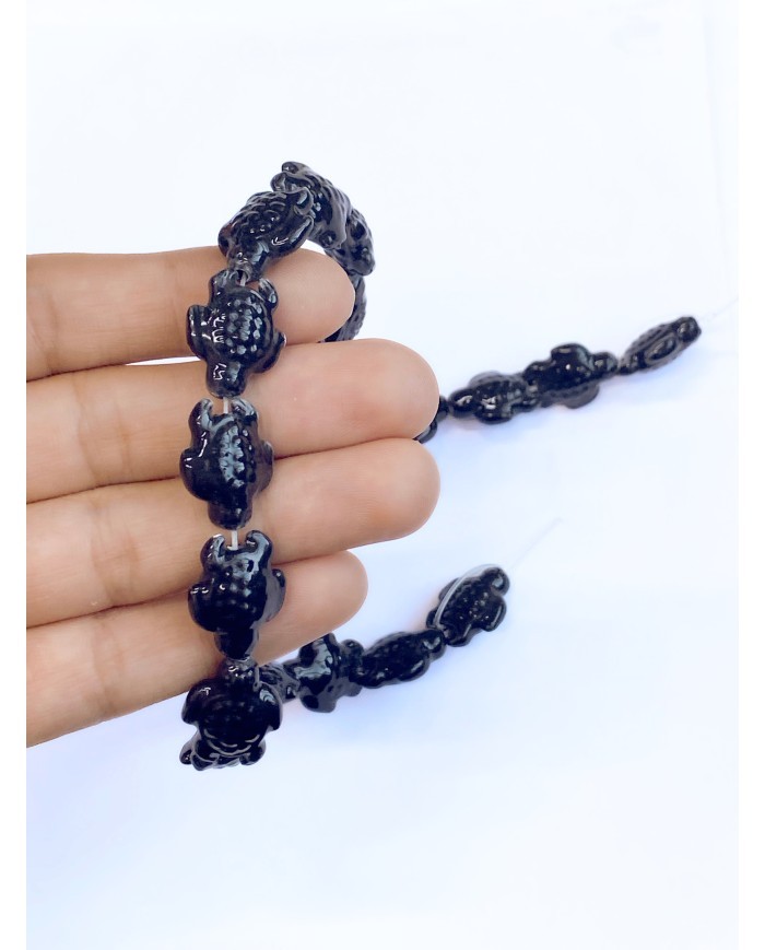 İpe Dizili Seramik Boncuk Siyah Kaplumbağa 17mm - 1 Dizi