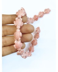 İpe Dizili Seramik Boncuk Pembe Kaplumbağa 17mm - 1 Dizi