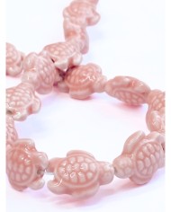 İpe Dizili Seramik Boncuk Pembe Kaplumbağa 17mm - 1 Dizi