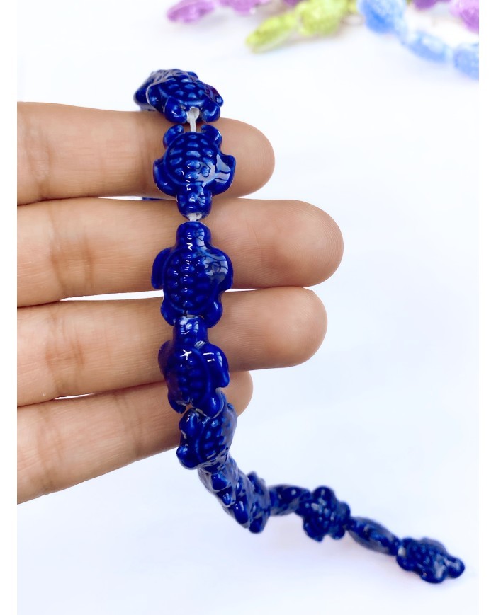 İpe Dizili Seramik Boncuk Lacivert Kaplumbağa 17mm - 1 Dizi