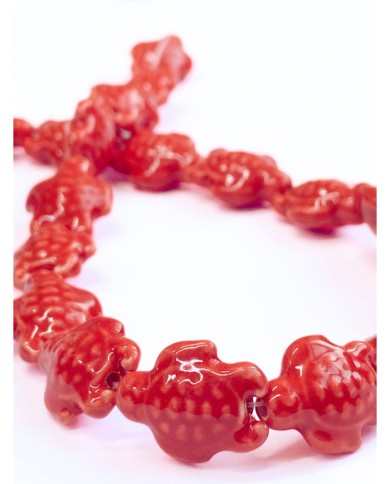 İpe Dizili Seramik Boncuk Kırmızı Kaplumbağa 17mm - 1 Dizi