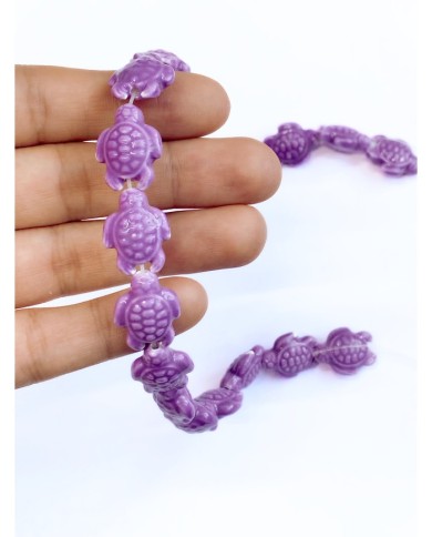 İpe Dizili Seramik Boncuk Mor Kaplumbağa 17mm - 1 Dizi
