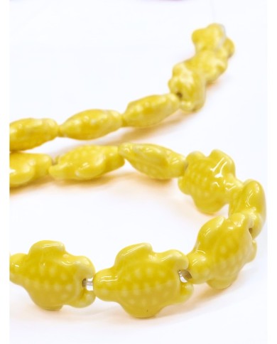 İpe Dizili Seramik Boncuk Sarı Kaplumbağa 17mm - 1 Dizi