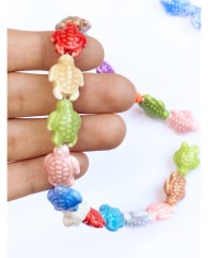 İpe Dizili Seramik Boncuk Renkli Kaplumbağa 17mm - 1 Dizi