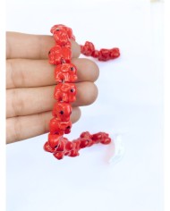 İpe Dizili Seramik Boncuk Kırmızı Fil 9mm - 1 Dizi