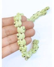 İpe Dizili Seramik Boncuk Yeşil Fil 9mm - 1 Dizi