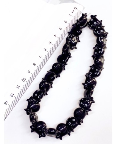 İpe Dizili Seramik Boncuk Siyah İnek 19mm - 1 Dizi