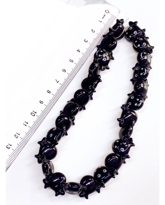 İpe Dizili Seramik Boncuk Siyah İnek 19mm - 1 Dizi