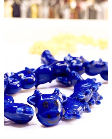 İpe Dizili Seramik Boncuk Lacivert İnek 19mm - 1 Dizi