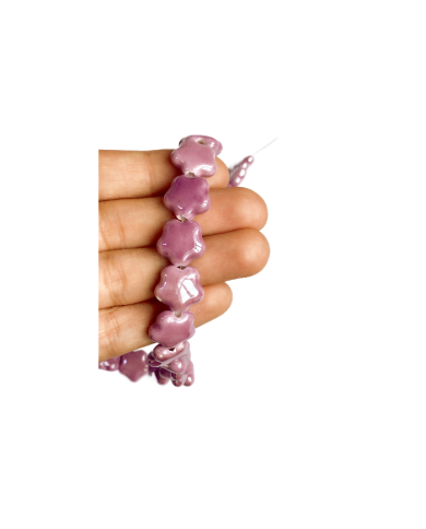 İpe Dizili Seramik Boncuk Mor Yıldız 14mm - 1 Dizi