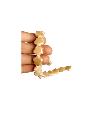 İpe Dizili Seramik Boncuk Krem Yıldız 14mm - 1 Dizi