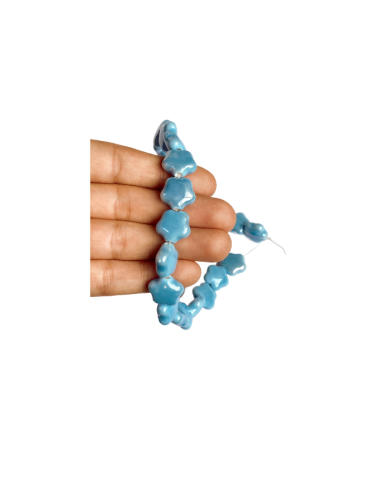 İpe Dizili Seramik Boncuk Mavi Yıldız 14mm - 1 Dizi